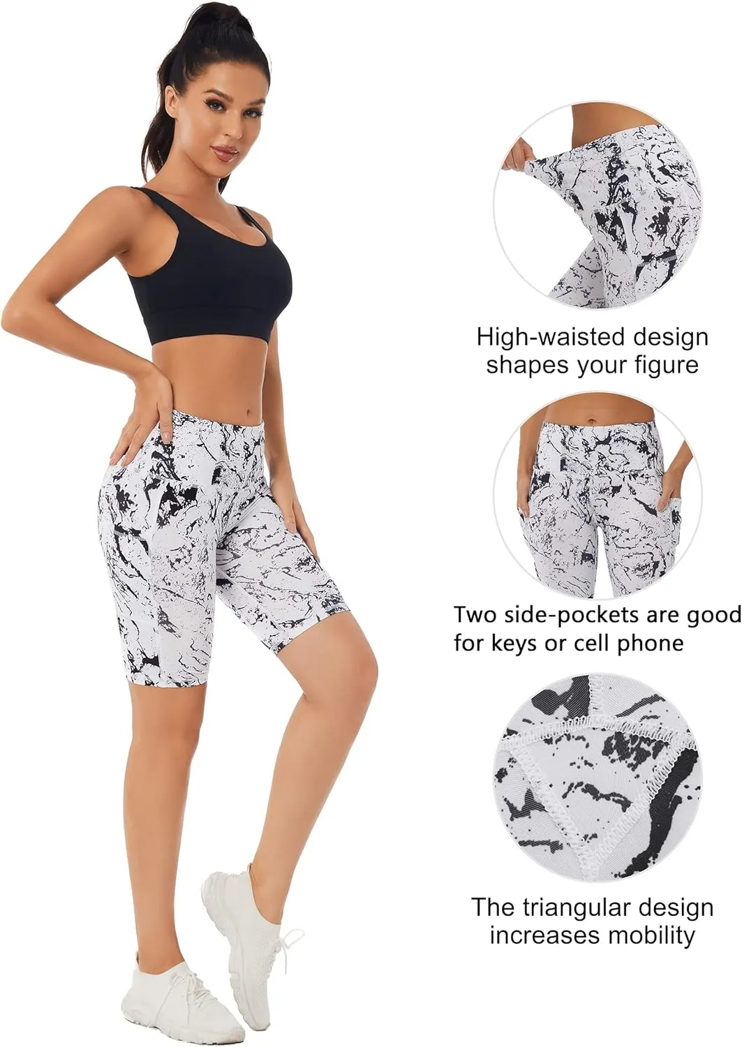 Custer's Night High Waist Out Pocket Yoga Short Tummy Control Workout Running 4 Way Stretch Yoga Leggings