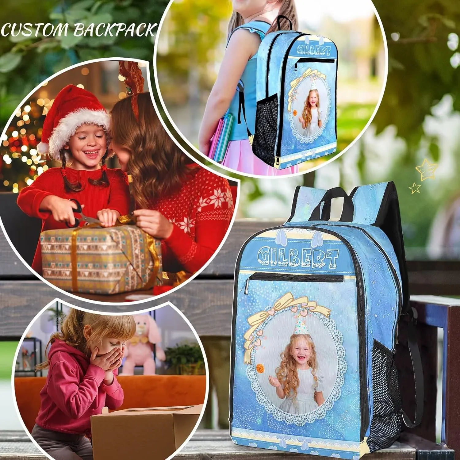 Custom Backpack for Kids Girls Boys with Name Personalized Kids Backpack for Girls School Backpack with Lunch Bag Customized Book Bags for School Travel Hiking Outdoor