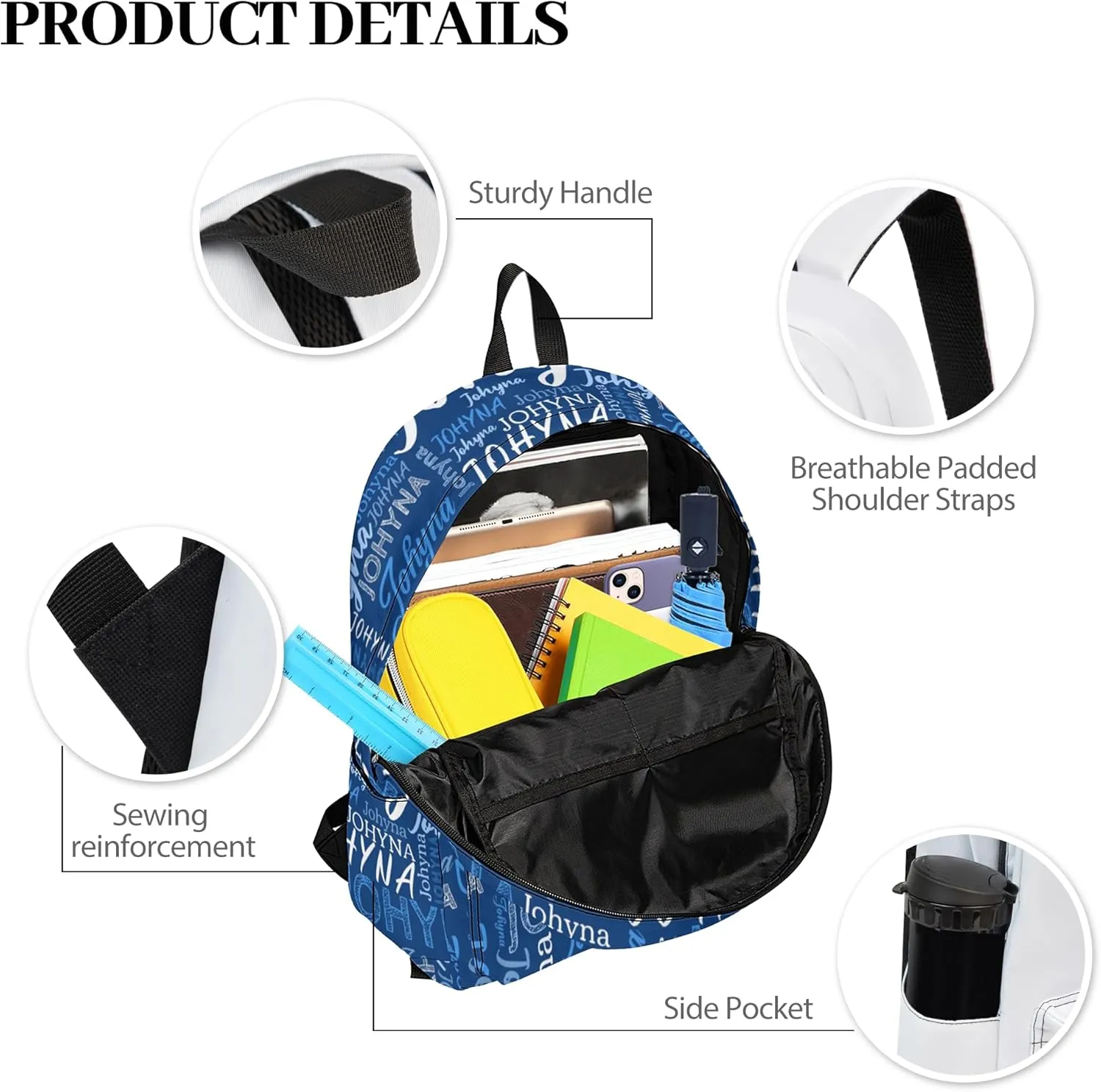 Custom Backpack with Name, Personalized Name School Bag for Boys Girls Men Women, Customized Casual Laptop Backpacks