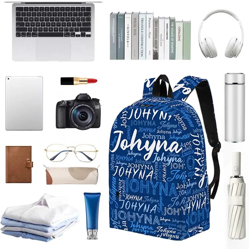 Custom Backpack with Name, Personalized Name School Bag for Boys Girls Men Women, Customized Casual Laptop Backpacks