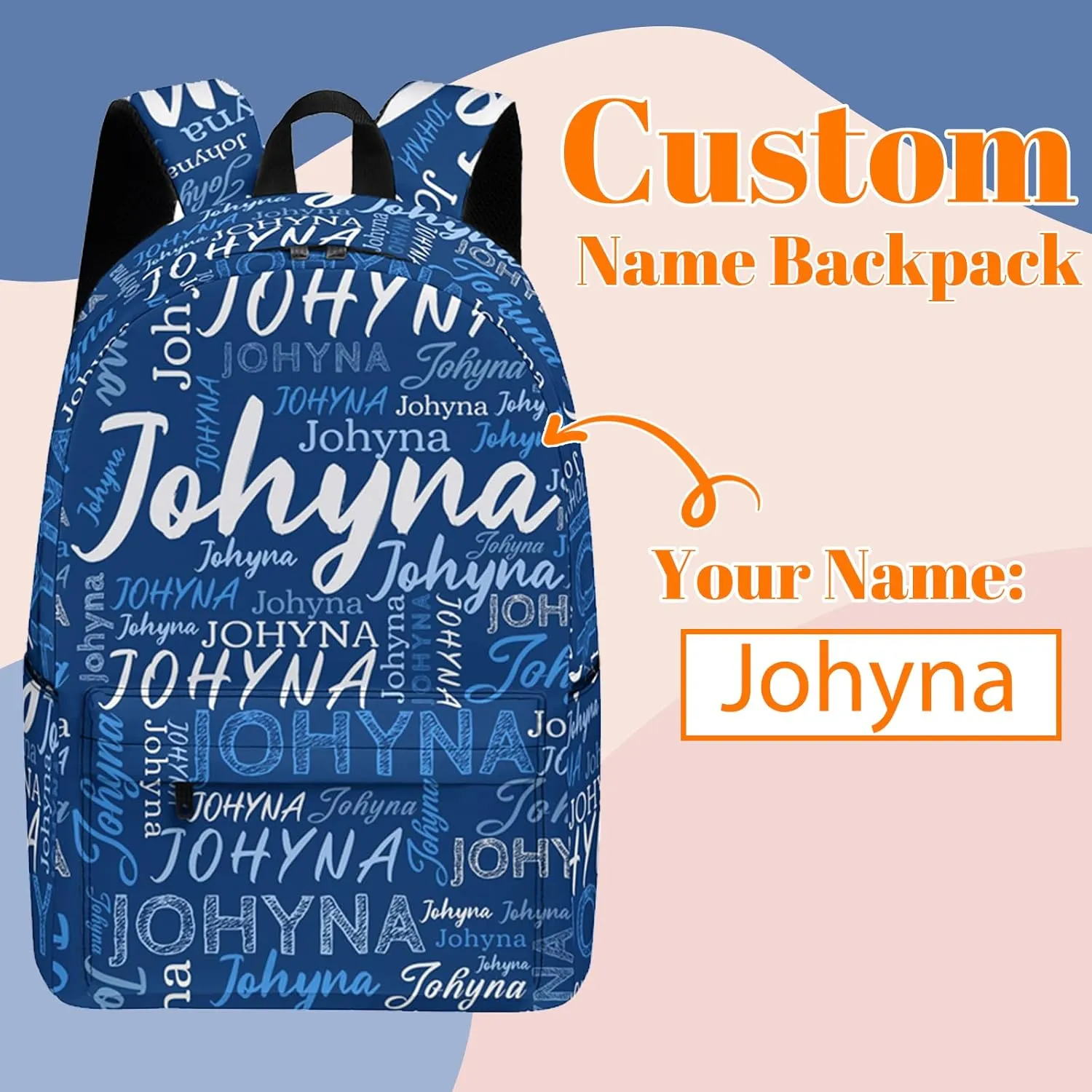 Custom Backpack with Name, Personalized Name School Bag for Boys Girls Men Women, Customized Casual Laptop Backpacks