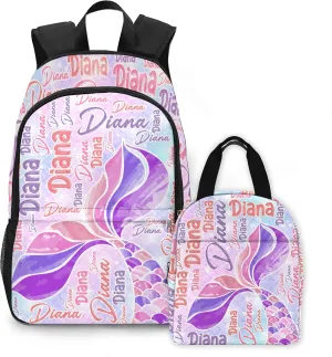 Custom School Backpack Personalized Backpacks with Name for Girls Boys Customized School Bookbag for Kids with Lunch Box Bookbag for Daughter Son Fashion Unique Gift for Preschool Kindergarten
