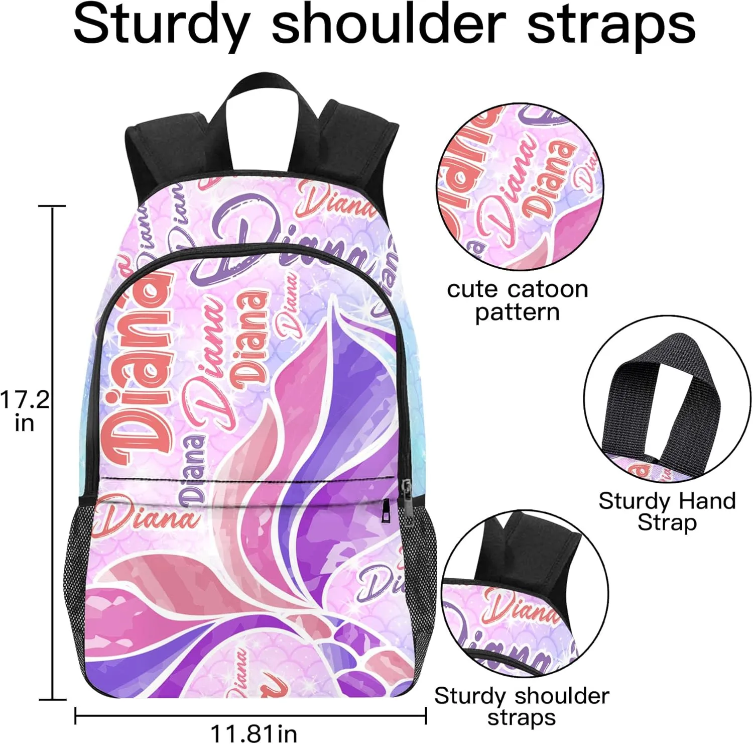 Custom School Backpack Personalized Backpacks with Name for Girls Boys Customized School Bookbag for Kids with Lunch Box Bookbag for Daughter Son Fashion Unique Gift for Preschool Kindergarten