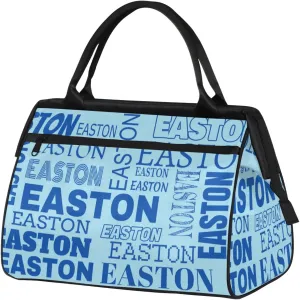 Custom Sport Gym Duffel Bag with Name Personalized Travel Overnight Bag Waterproof Customized Dance Bag Carry-On Tote 15.2in, Sky Blue
