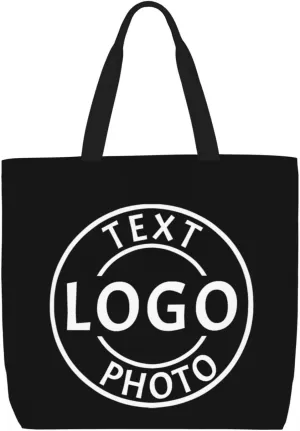 Custom Tote Bag Made in USA, Personalized Tote Bag for Women with Logo Text Photo Design Your Travel Shoulder Beach Bag
