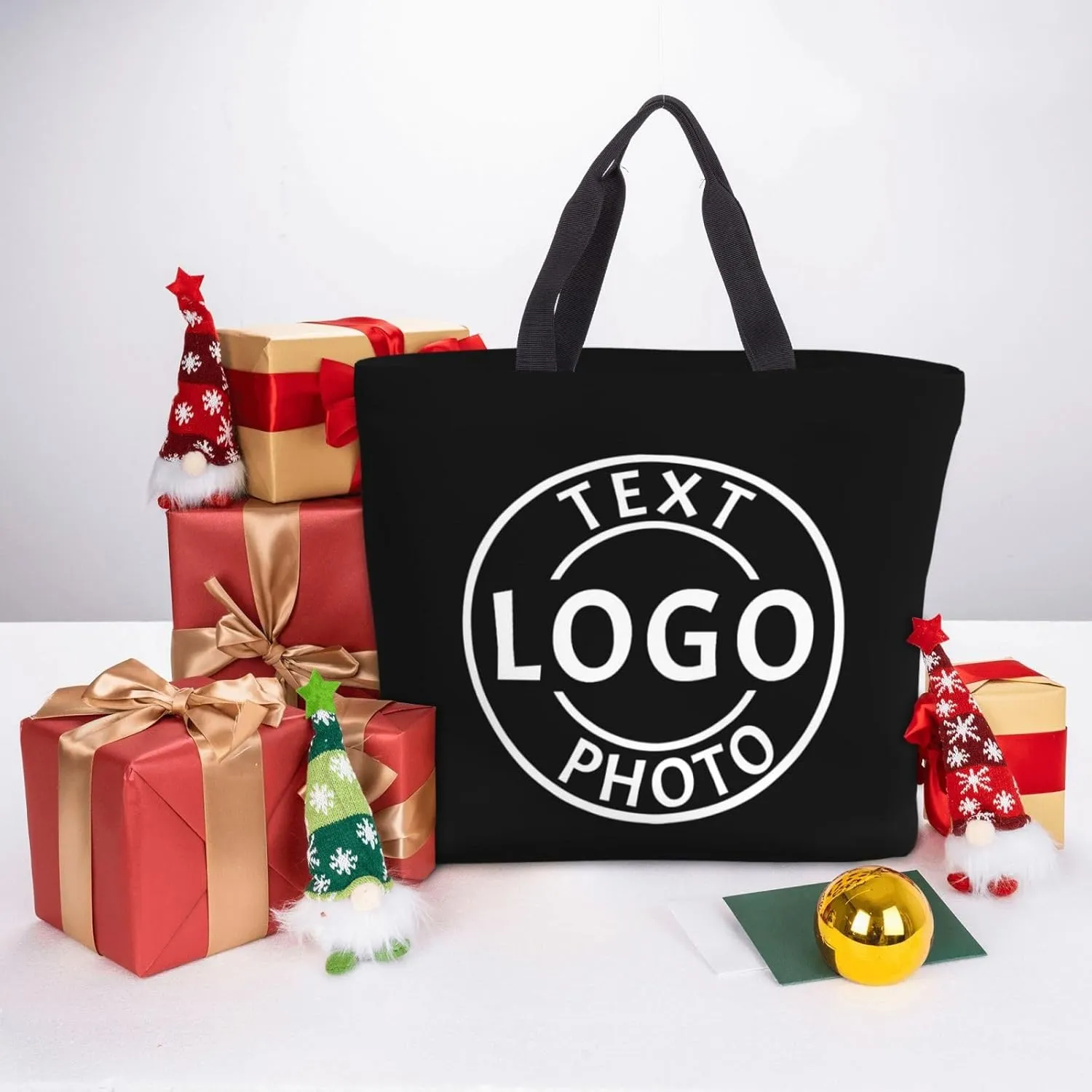 Custom Tote Bag Made in USA, Personalized Tote Bag for Women with Logo Text Photo Design Your Travel Shoulder Beach Bag