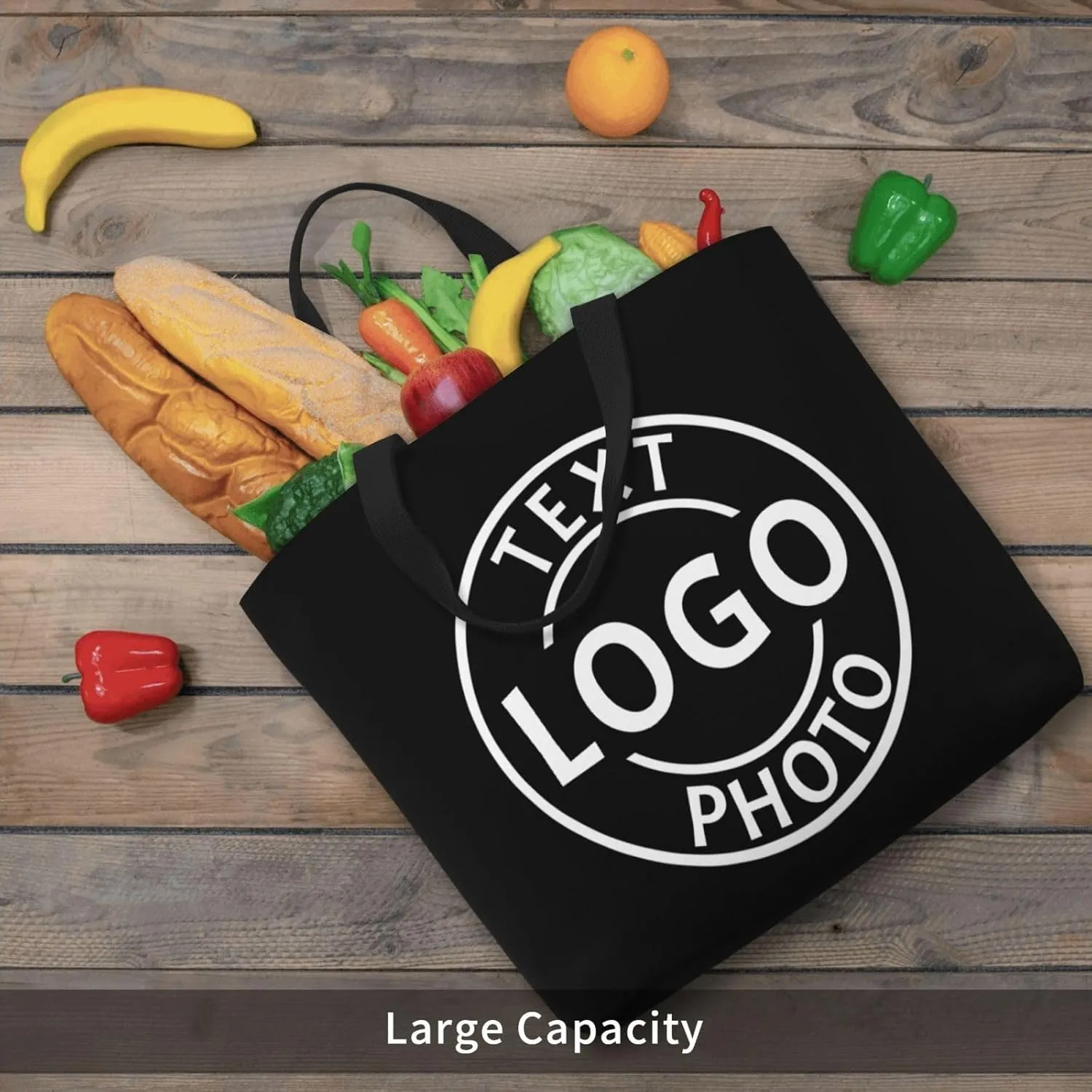 Custom Tote Bag Made in USA, Personalized Tote Bag for Women with Logo Text Photo Design Your Travel Shoulder Beach Bag
