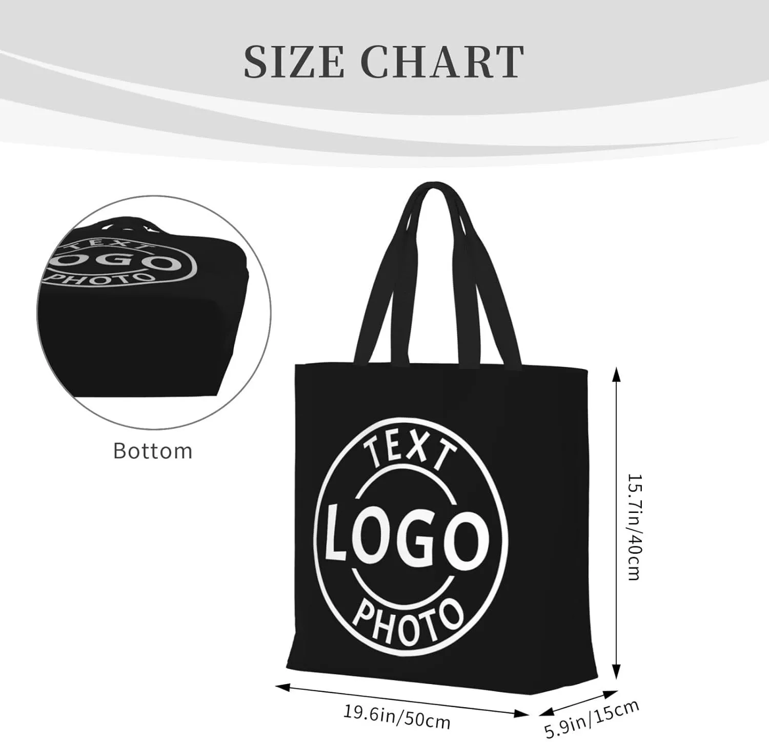 Custom Tote Bag Made in USA, Personalized Tote Bag for Women with Logo Text Photo Design Your Travel Shoulder Beach Bag