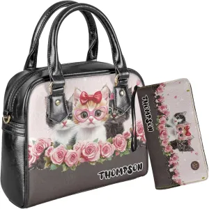 Customized Satchel Purses and Handbags Set Womens Satchel Handbag Personalized Name Purse Tote Bag Set