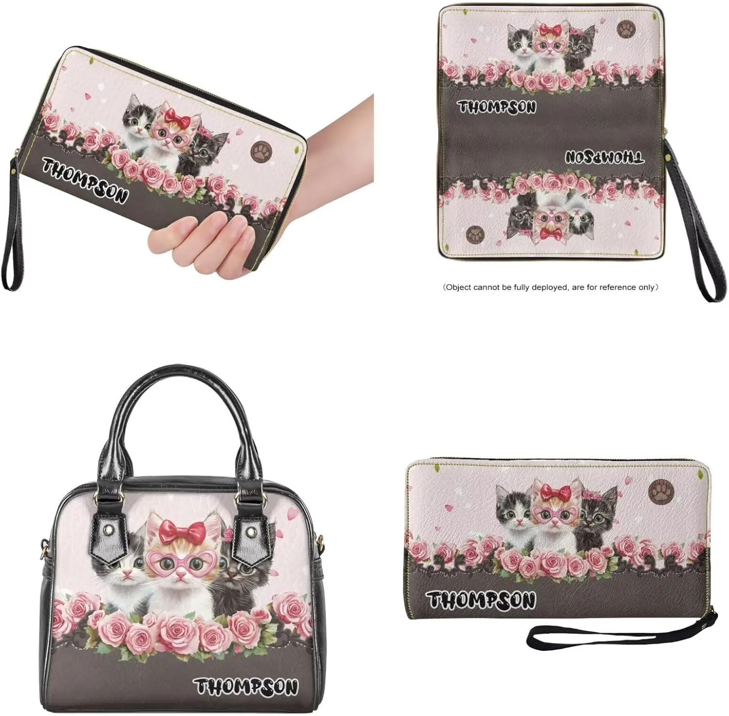 Customized Satchel Purses and Handbags Set Womens Satchel Handbag Personalized Name Purse Tote Bag Set