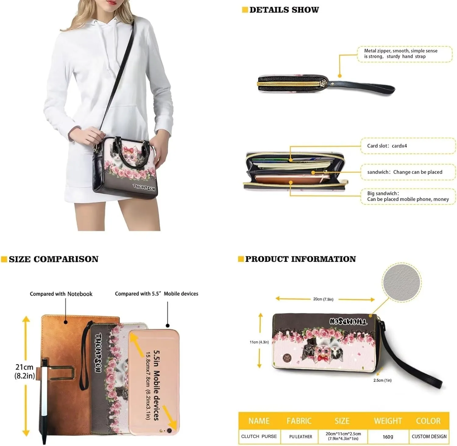 Customized Satchel Purses and Handbags Set Womens Satchel Handbag Personalized Name Purse Tote Bag Set