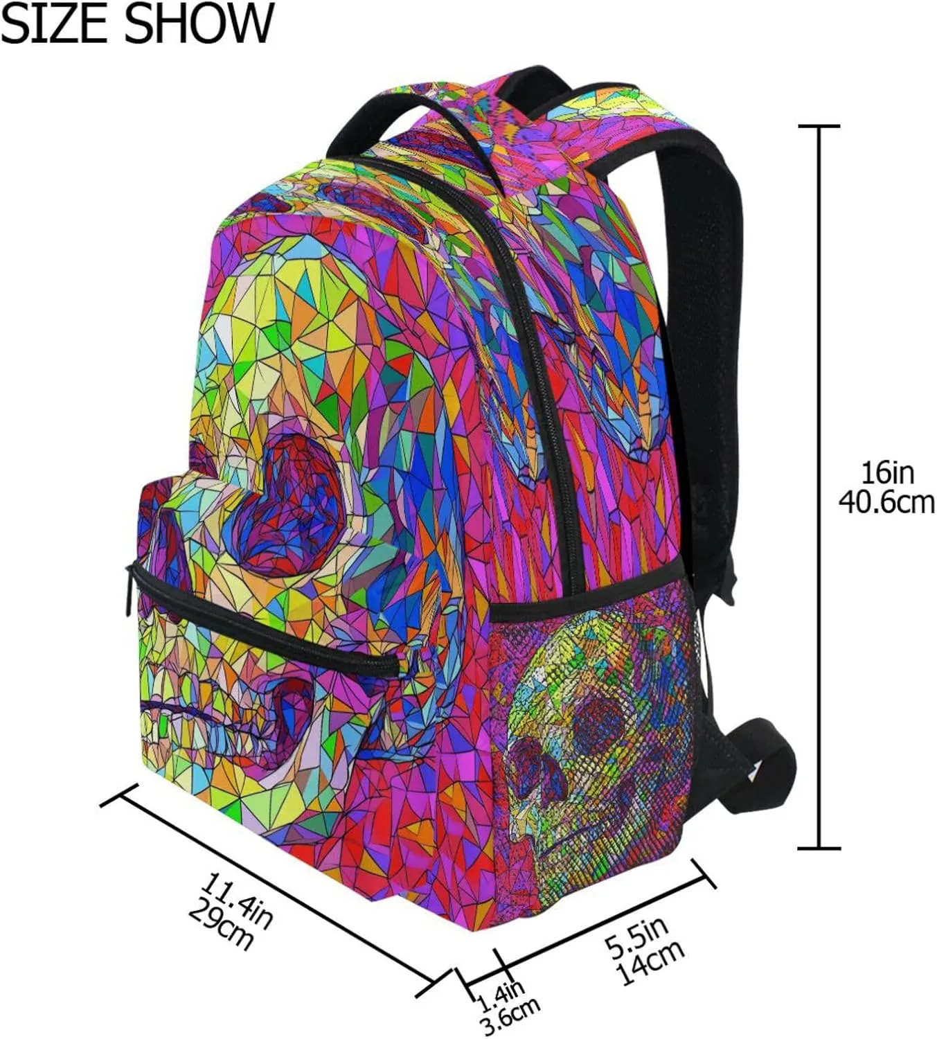 Cute Backpack for Teenager Fashion Sports Backpack with Chest Strap Gift Men & Women Skull Halloween Skeleton
