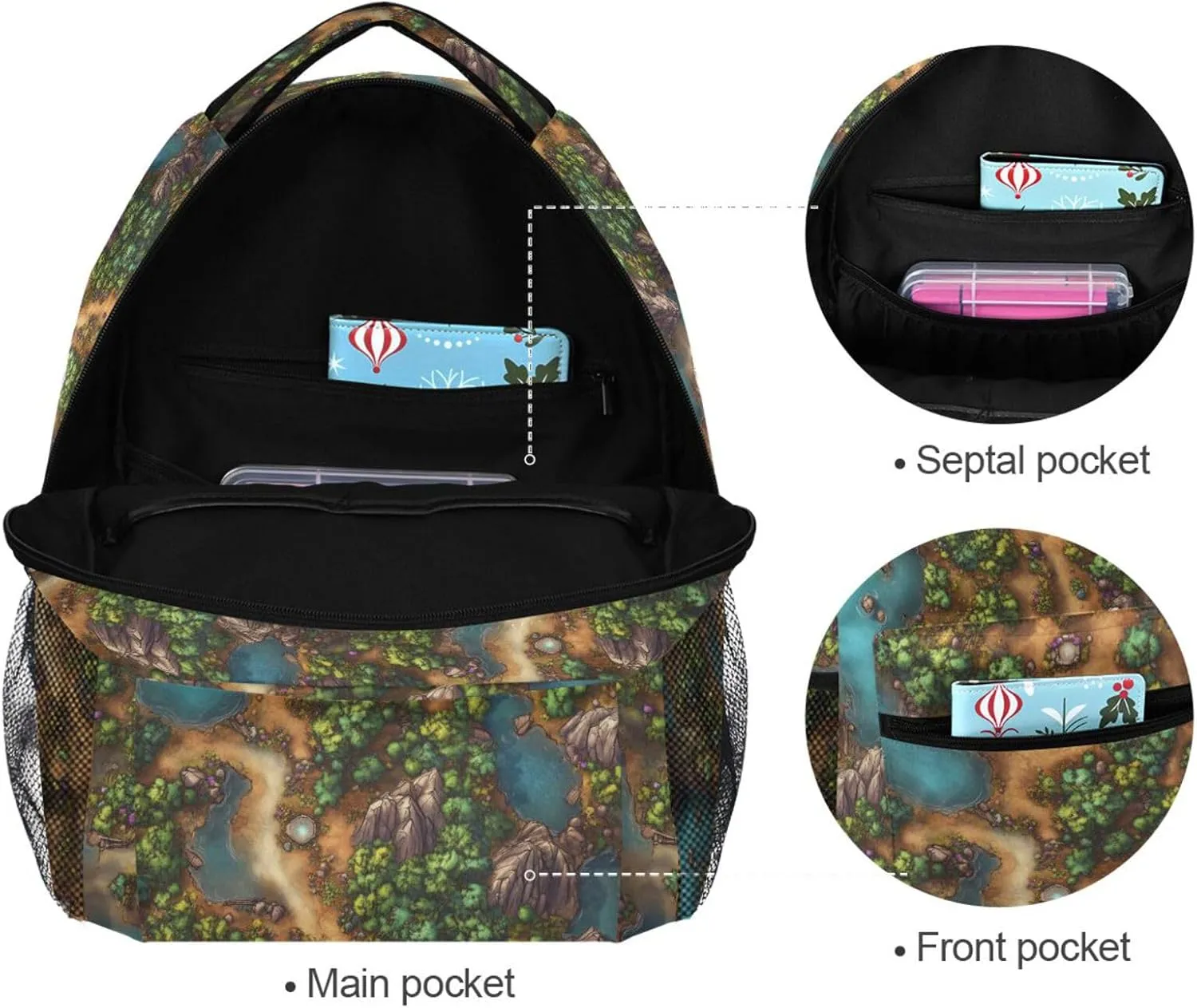 Cute Backpack for Women Men Waterproof Backpack with Chest Strap for Business Work College Travel Trip Game Map