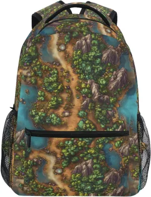 Cute Backpack for Women Men Waterproof Backpack with Chest Strap for Business Work College Travel Trip Game Map