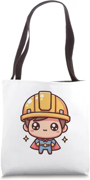 Cute Construction Worker Super Hero Builder Superhero Tote Bag