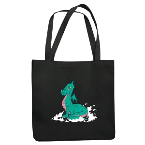 Cute Dragon Gifts for Dragon Lovers Powerful Pose Design Navy Black Multicolor Canvas Tote Bag