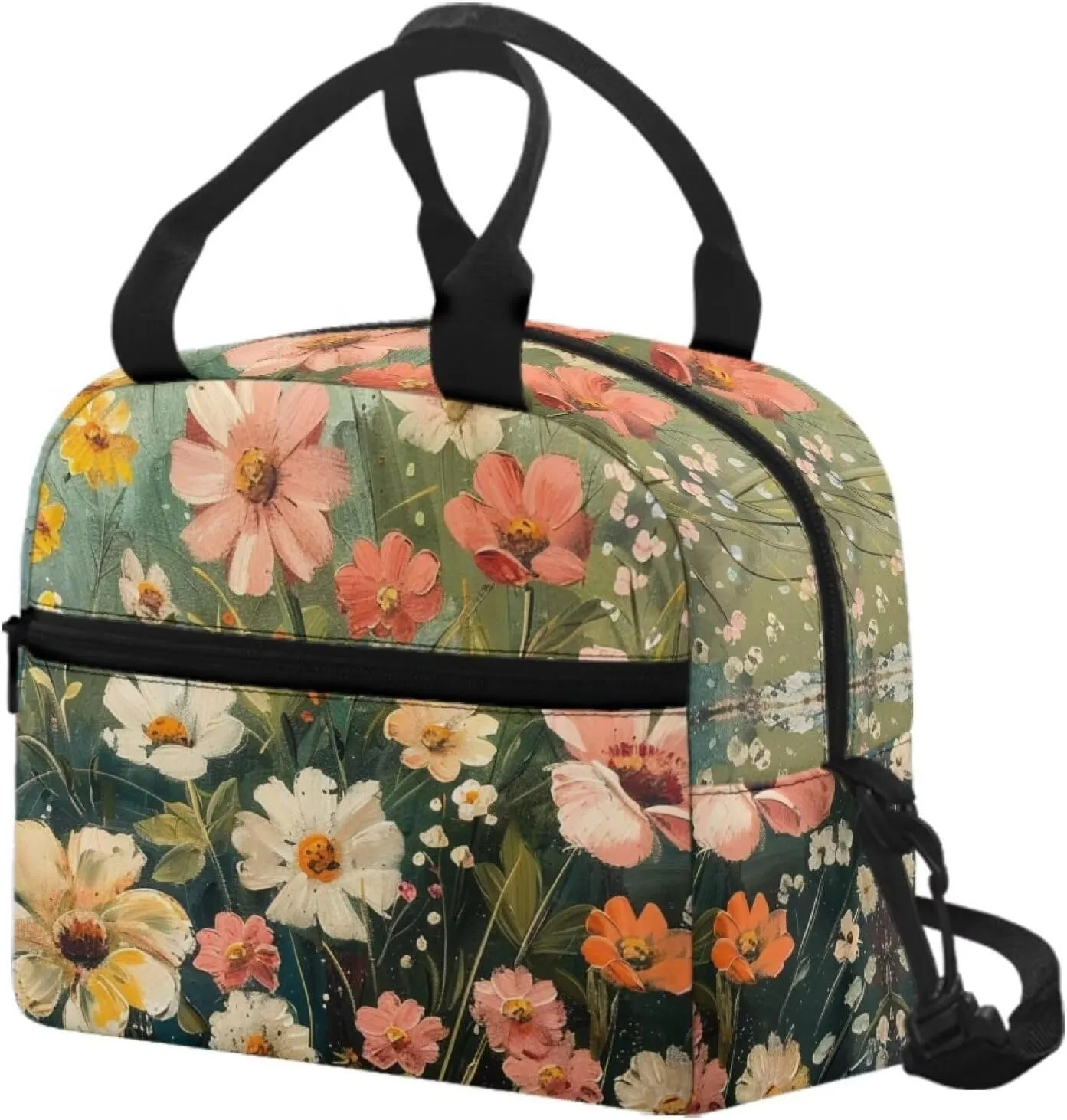 Cute Floral Print Backpack Lunch Bag for Women Large Capacity Fashion Lunch Bag for Men Reusable Leakproof Cooler Meal Bag for Travel Picnic Business Office