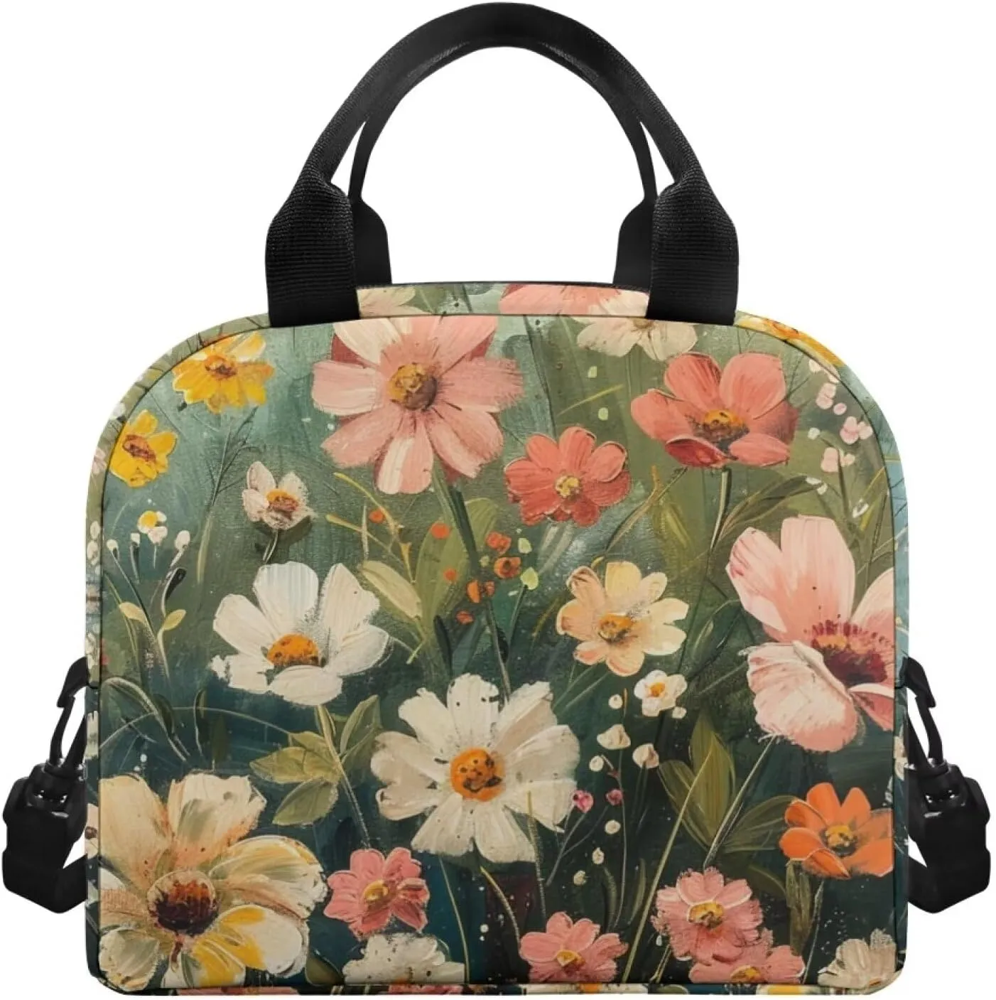 Cute Floral Print Backpack Lunch Bag for Women Large Capacity Fashion Lunch Bag for Men Reusable Leakproof Cooler Meal Bag for Travel Picnic Business Office