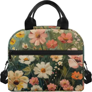 Cute Floral Print Backpack Lunch Bag for Women Large Capacity Fashion Lunch Bag for Men Reusable Leakproof Cooler Meal Bag for Travel Picnic Business Office