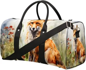 Cute Fox Travel Duffel Bag for Women Men Waterproof Foldable Overnight Weekender Bag Large Capacity Sports Gym Bag