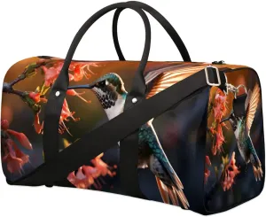 Cute Hummingbirds Print Travel Duffel Bag for Women Men Waterproof Foldable Overnight Weekender Bag Large Capacity Sports Gym Bag