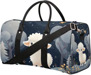 Cute Sheep Pattern Travel Duffel Bag for Women Men Waterproof Foldable Overnight Weekender Bag Large Capacity Sports Gym Bag
