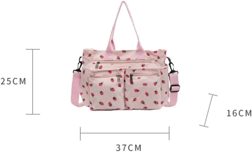 Cute Strawberry Pattern Tote Bag Class Commuter Work Shoulder Bag Large Capacity Stylish Handbag for Women 2025