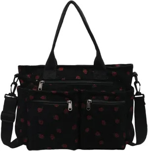 Cute Strawberry Pattern Tote Bag Class Commuter Work Shoulder Bag Large Capacity Stylish Handbag for Women 2025