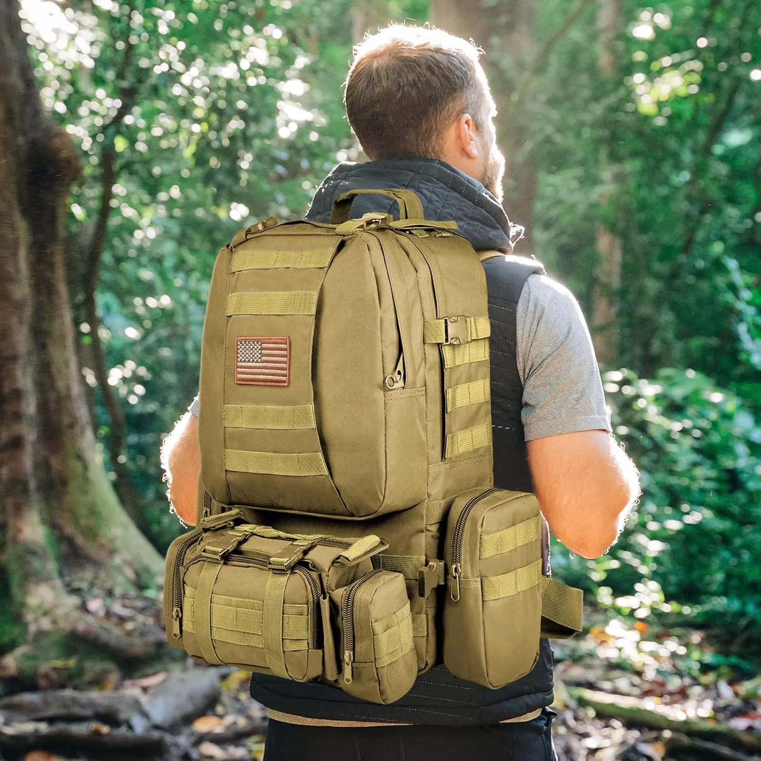 CVLIFE Tactical Backpack Military Army Rucksack 60L Large Assault Pack Detachable Molle Bag…