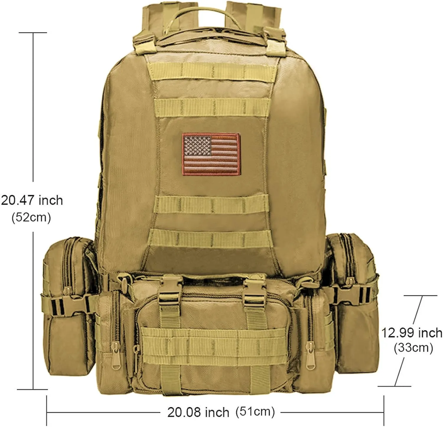 CVLIFE Tactical Backpack Military Army Rucksack 60L Large Assault Pack Detachable Molle Bag…
