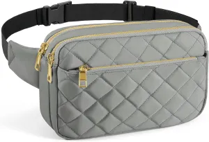CXWMZY Fashion Fanny Packs for Women & Men, Girls Boys Teens Waist Bag Hip Bum Bag Cute Fanny Pack Casual Bum Bag with Multi-Pockets Adjustable Belts for Disney Traveling Cycling Running (Gray)