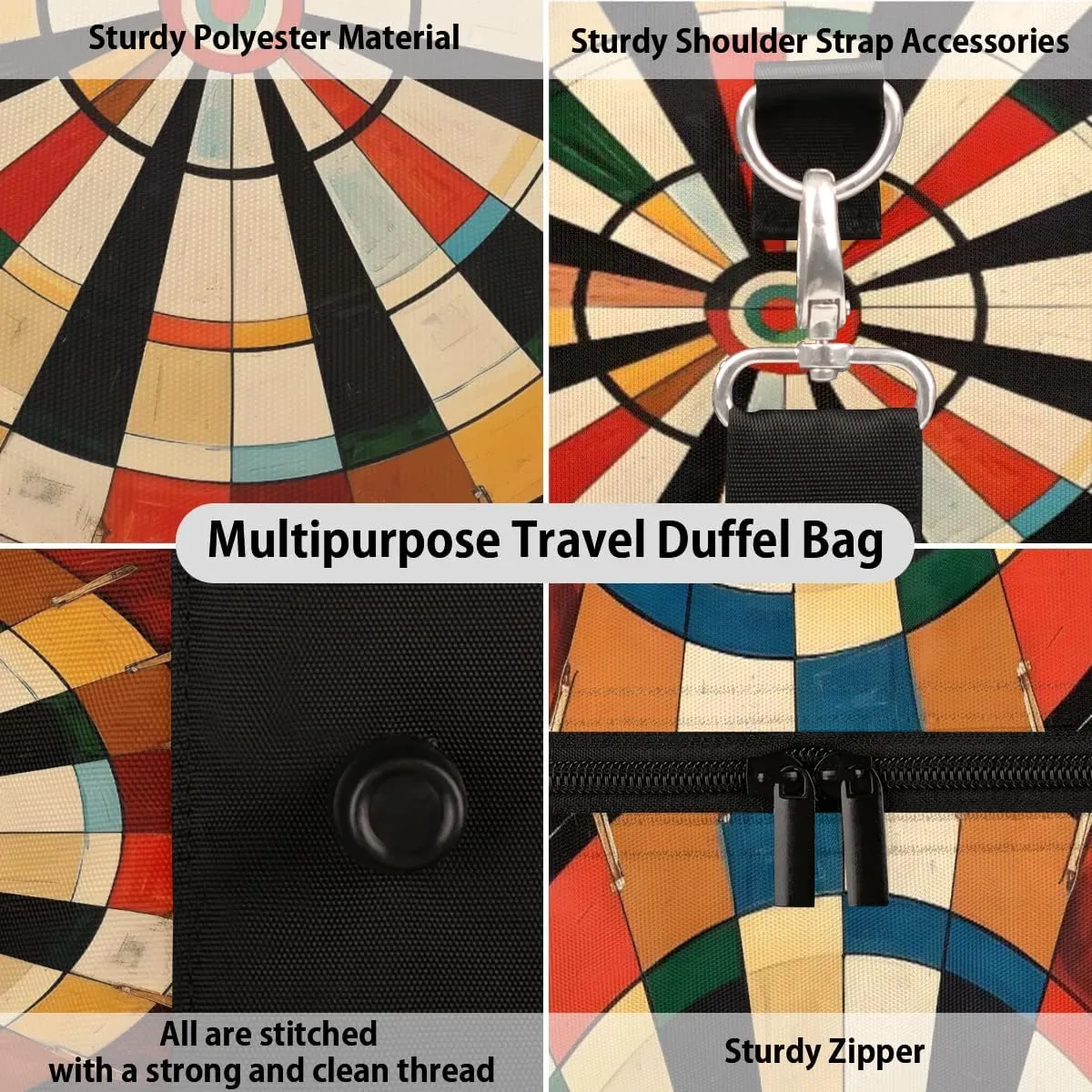 Dart Board Travel Duffel Bag for Women Men Waterproof Foldable Overnight Weekender Bag Large Capacity Sports Gym Bag