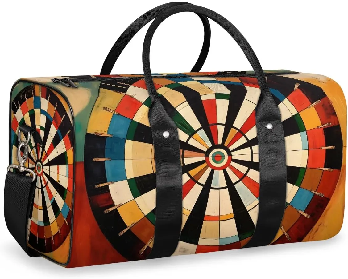 Dart Board Travel Duffel Bag for Women Men Waterproof Foldable Overnight Weekender Bag Large Capacity Sports Gym Bag