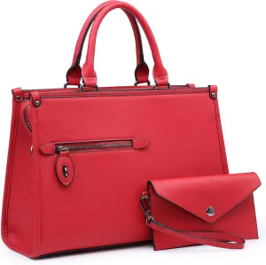 Dasein Women Purses Satchel Handbags Top Handle Bags Work Tote Shoulder Bag With Long Strap Matching Wallet