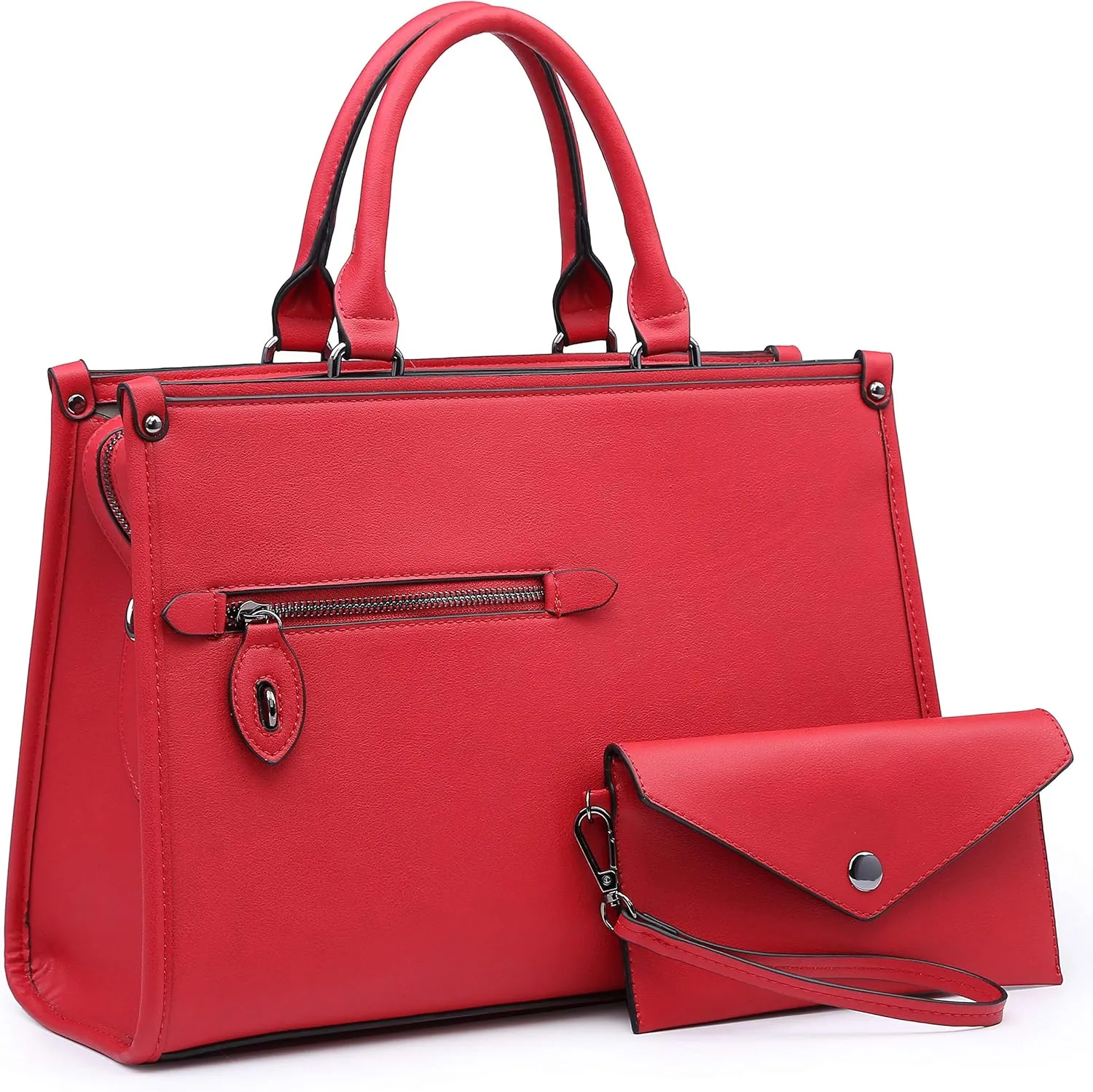 Dasein Women Purses Satchel Handbags Top Handle Bags Work Tote Shoulder Bag With Long Strap Matching Wallet