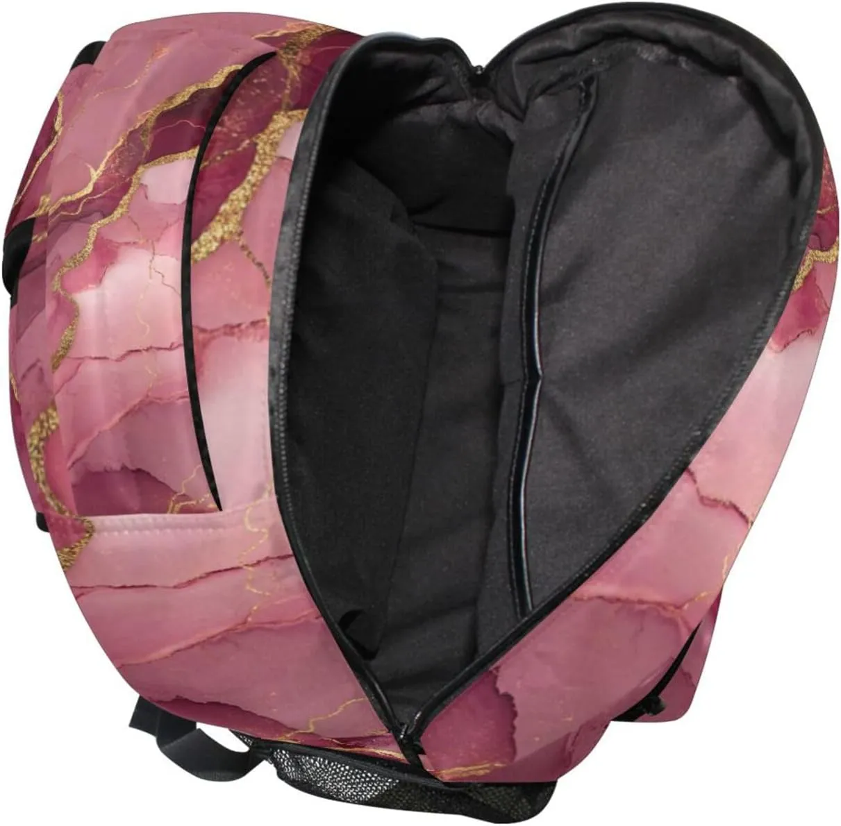 Day Backpack for Men and Women Waterproof Sports Backpack with Chest Strap for Travel Trip Marble Blush Burgundy