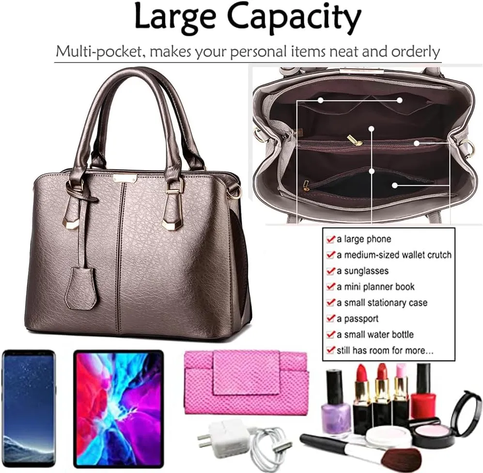 Dayfine Top Handle Handbag for Women PU Leather Satchel Bag Tote Bag Ladies Shoulder-Bag Crossbody Bag