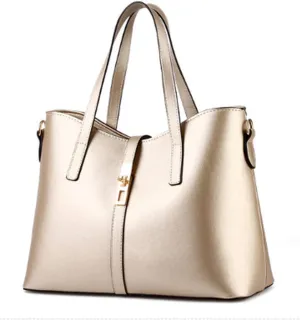 Dayfine Women's PU Leather Solid Handbag Lock Bag Large Capacity Shoulder Bag Diagonal Tote