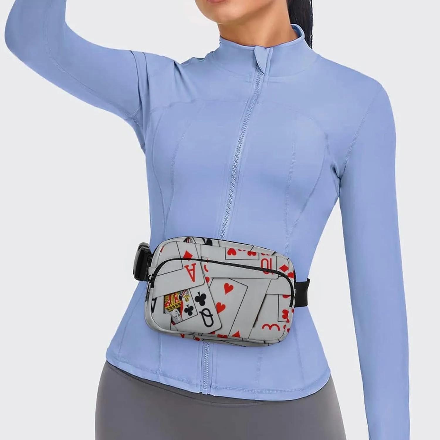 Deck Of Scattered Playing Cards Large Capacity Portable All Print Waist Bag
