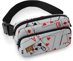 Deck Of Scattered Playing Cards Large Capacity Portable All Print Waist Bag
