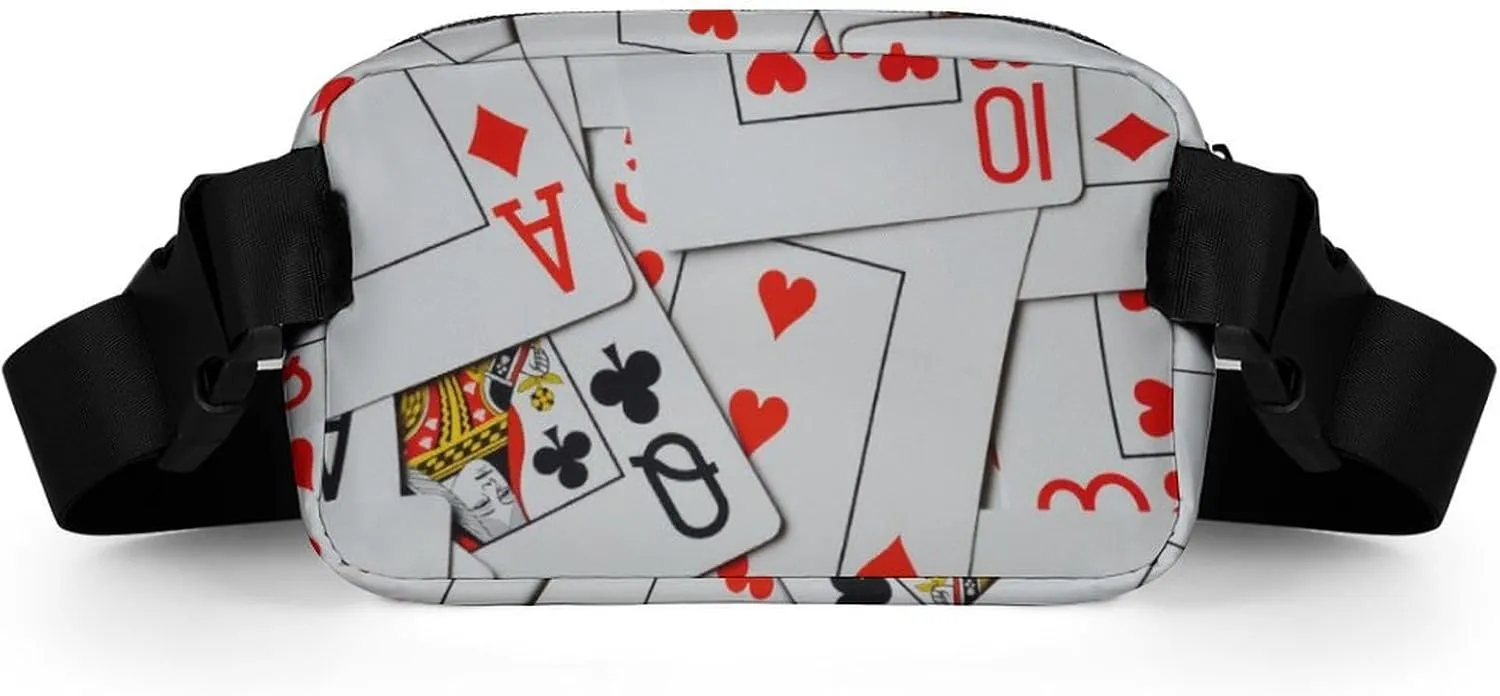 Deck Of Scattered Playing Cards Large Capacity Portable All Print Waist Bag