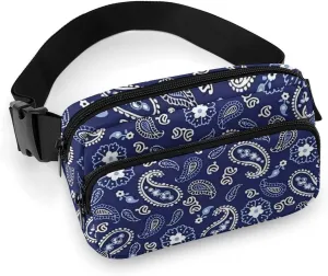 Deep Sea Navy Paisley Large Capacity Portable All Print Waist Bag