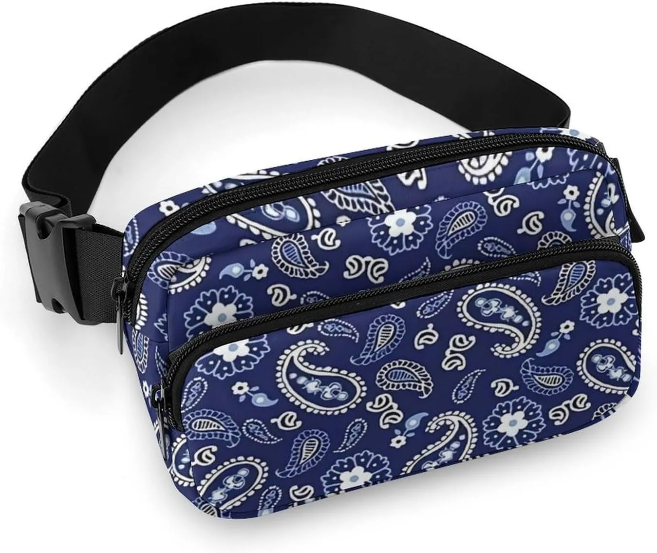 Deep Sea Navy Paisley Large Capacity Portable All Print Waist Bag