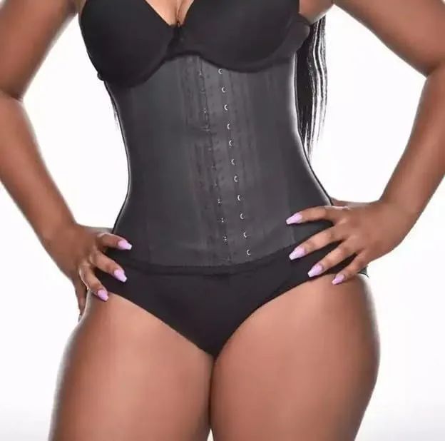 DENANN WAIST TRAINER WIDE Hook Steel Bone Latex Underbust Waist Cincher Trimmer Workout BodyShaper Corset Girdle Hourglass