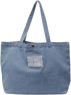 Denim Large Tote Bag Large Capacity Women's Shoulder Bag Summer Beach Bag Jean Handbag