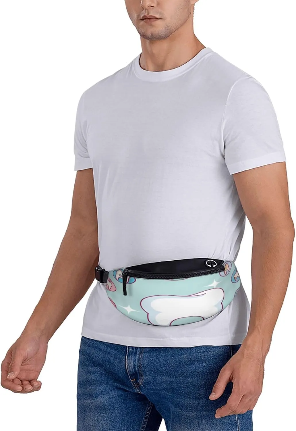 Dental Care Tooth Teeth Fanny Pack, Crossbody Waist Packs for Women Men Waist Bags with Adjustable Strap for Travel Running Hiking Sport