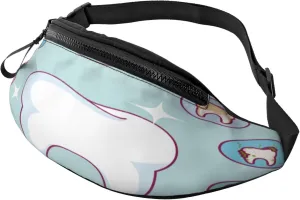 Dental Care Tooth Teeth Fanny Pack, Crossbody Waist Packs for Women Men Waist Bags with Adjustable Strap for Travel Running Hiking Sport