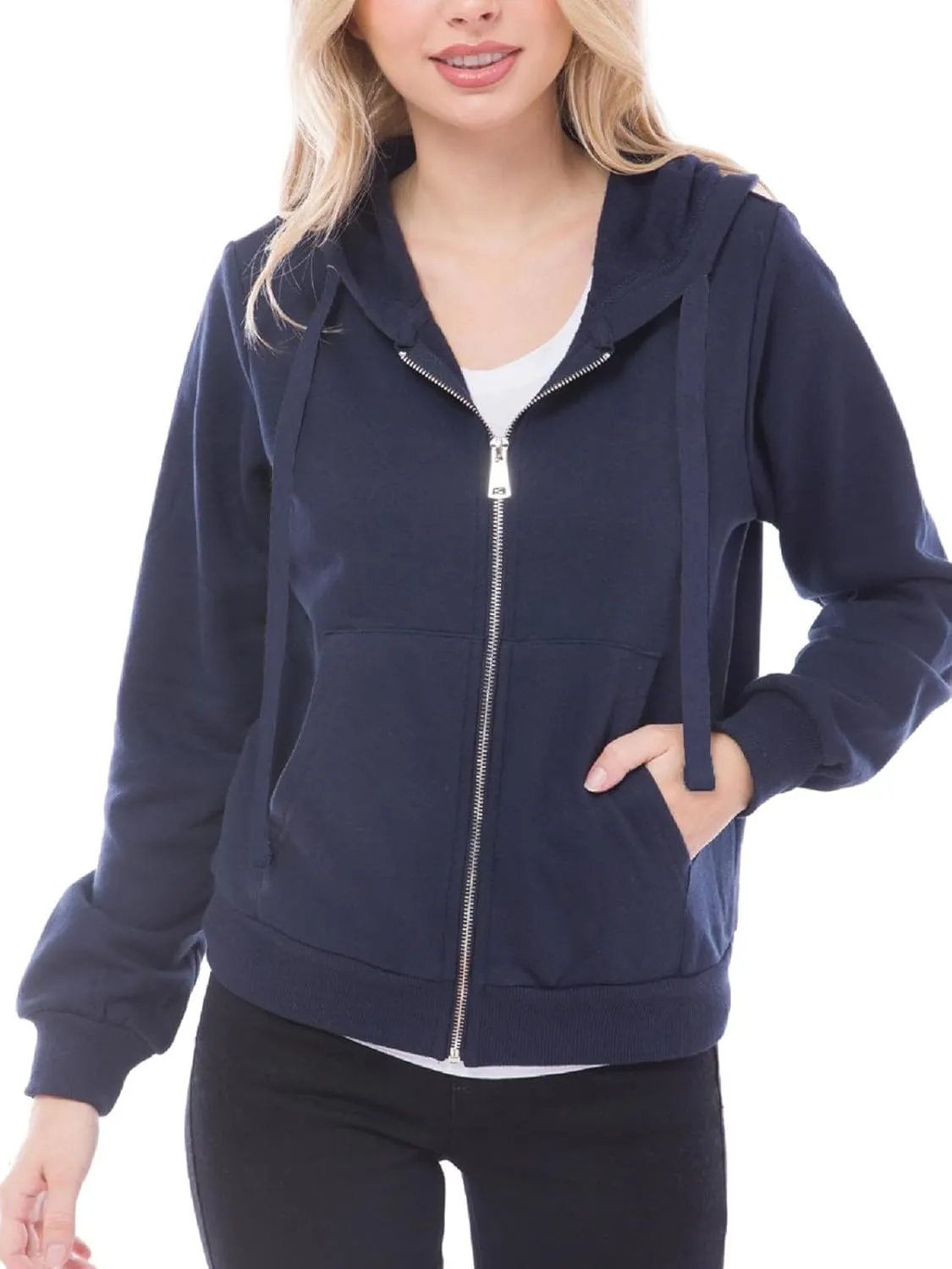Design by Olivia Women's Basic Zip Up Hooded Fleece Jackets Casual Sweatshirts