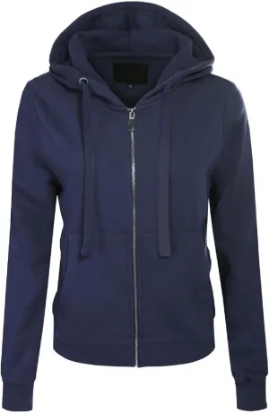 Design by Olivia Women's Basic Zip Up Hooded Fleece Jackets Casual Sweatshirts
