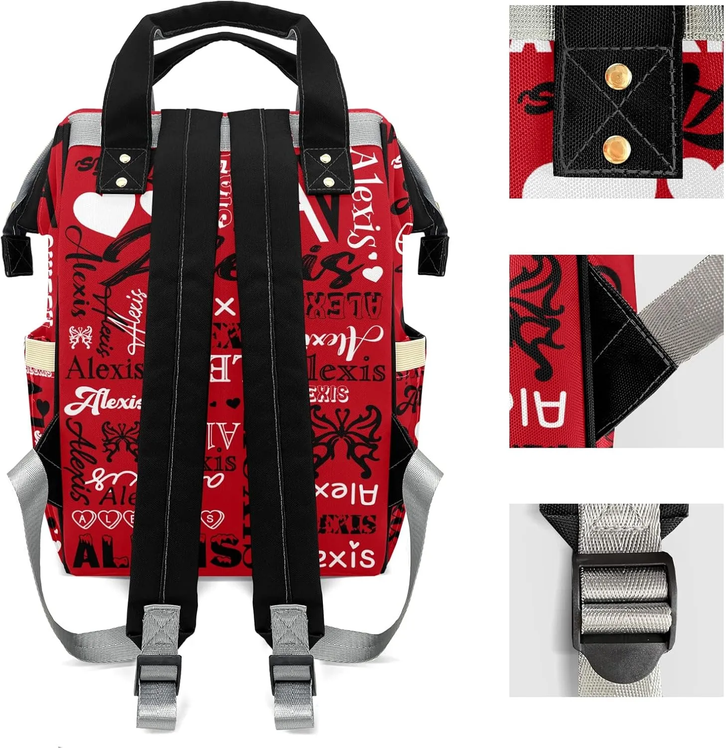 Diaper Bags Red Black Tote Bag Backpack Custom Name Mommy Nursing Bag Giving for Women Men
